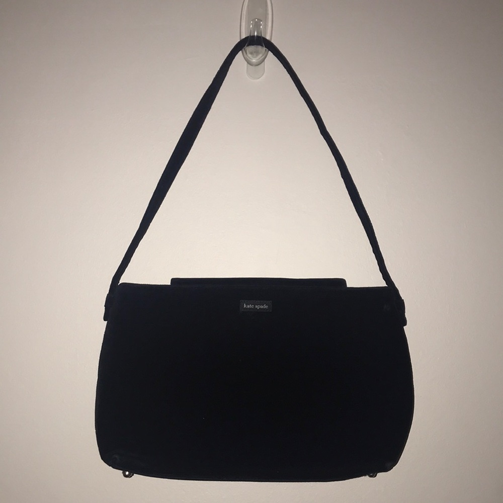 Beautiful Kate Spade Black Velvet Shoulder Clutch Purse